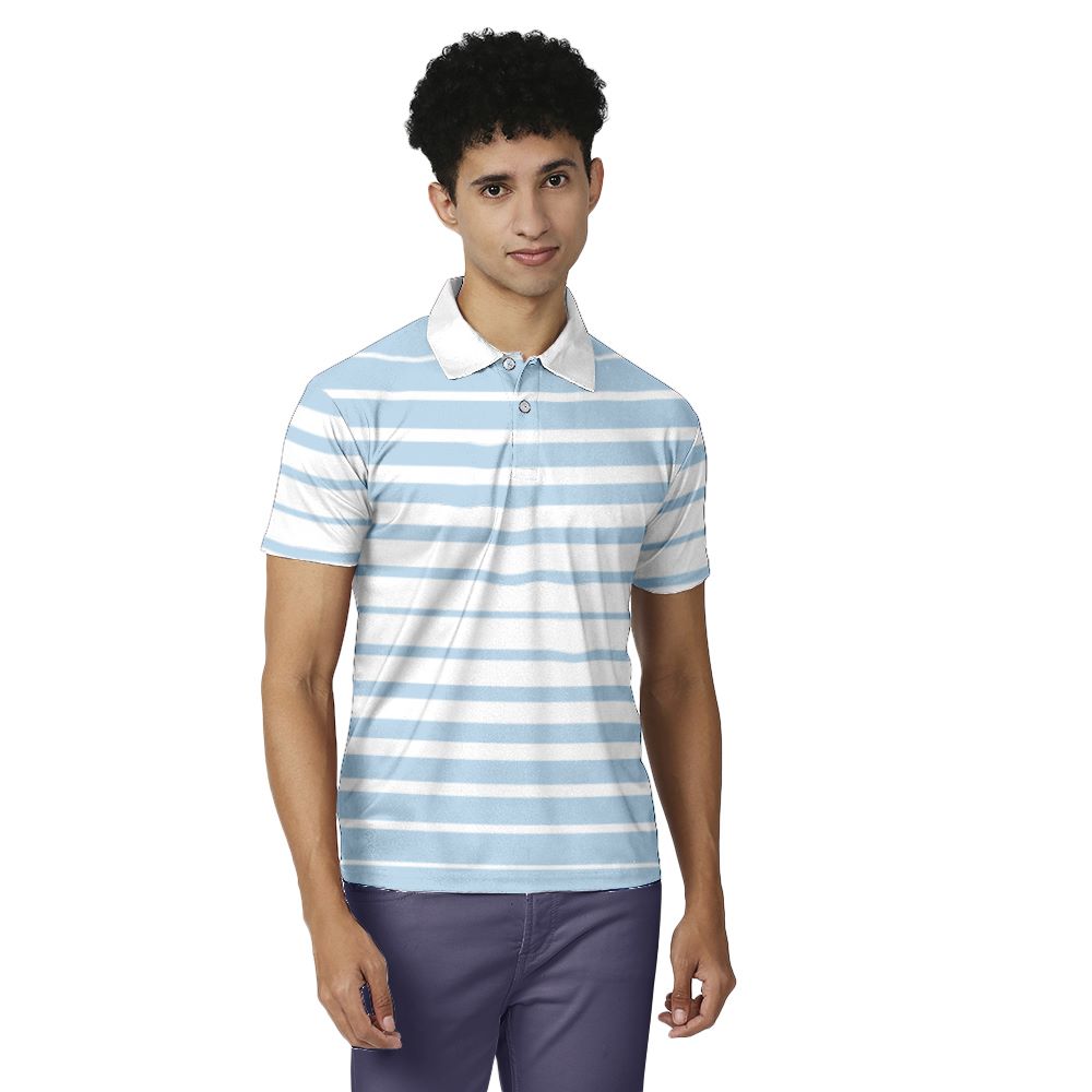 Unirec Blue Striped Polo T-Shirt